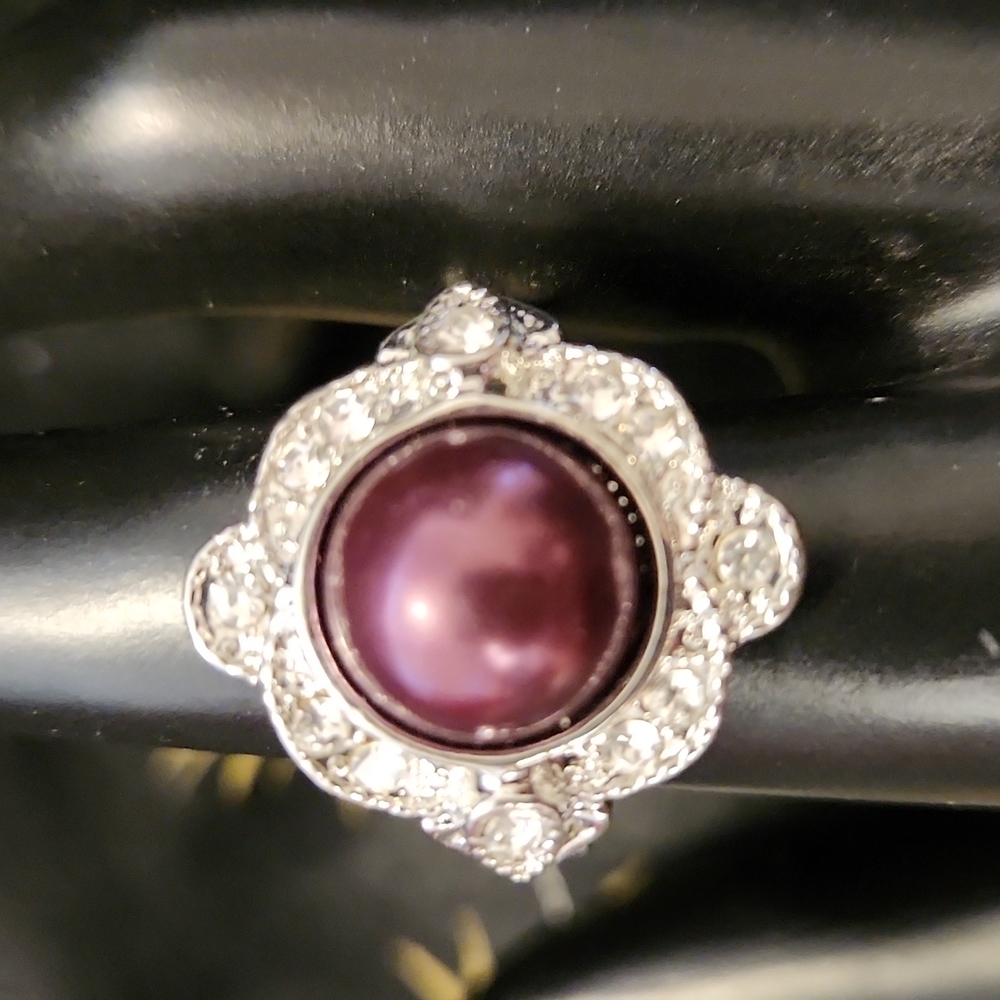 Purple Faux Pearl Ring - 64